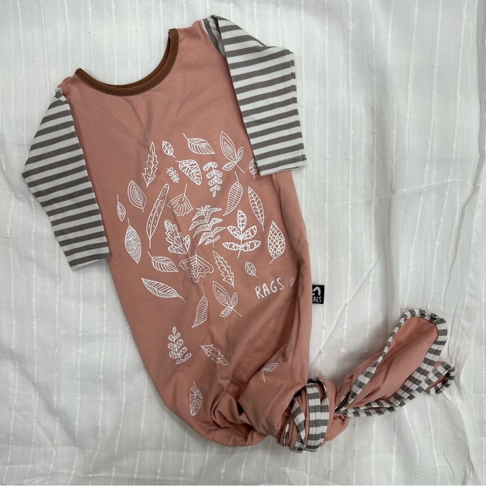 Long sleeved knotted baby gown